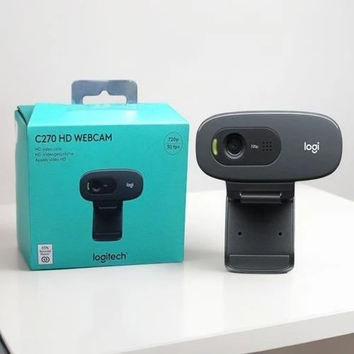Logitech C270 Wide Angle Online Learning Crystal Clear Built-in Microphone Mic Video Calling Streaming Laptop, Desktop, Computer Webcam Web Camera
