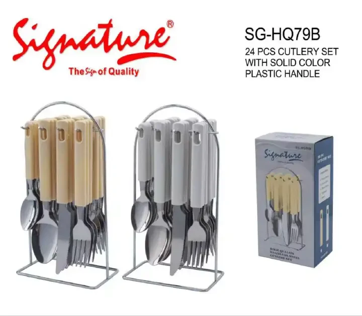 24-Piece Cutlery Set with Plastic Handles