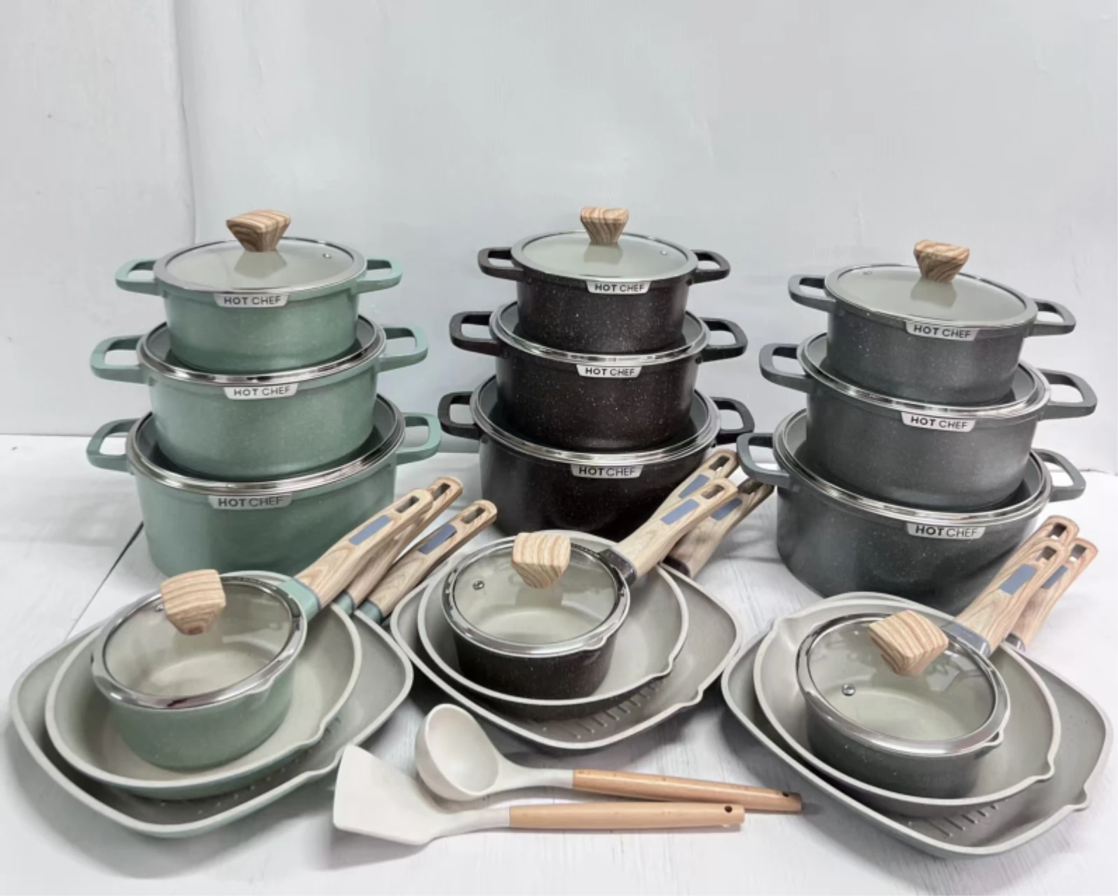 12-Piece Marble Finish Cookware Set, 3 Colors
