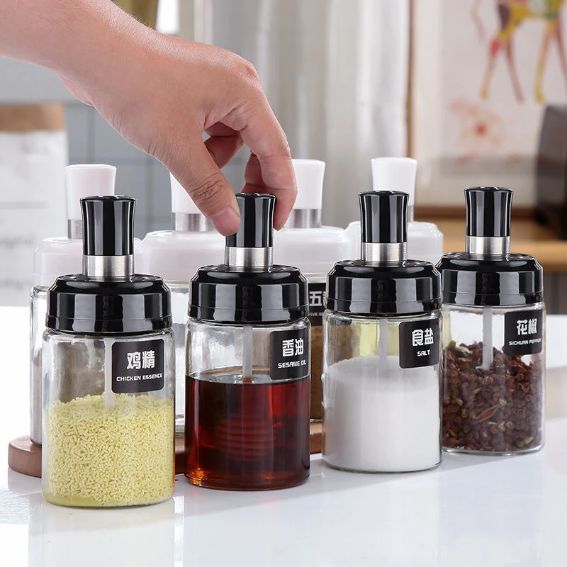 250ml Condiment Jars with Spoons - Set of 4