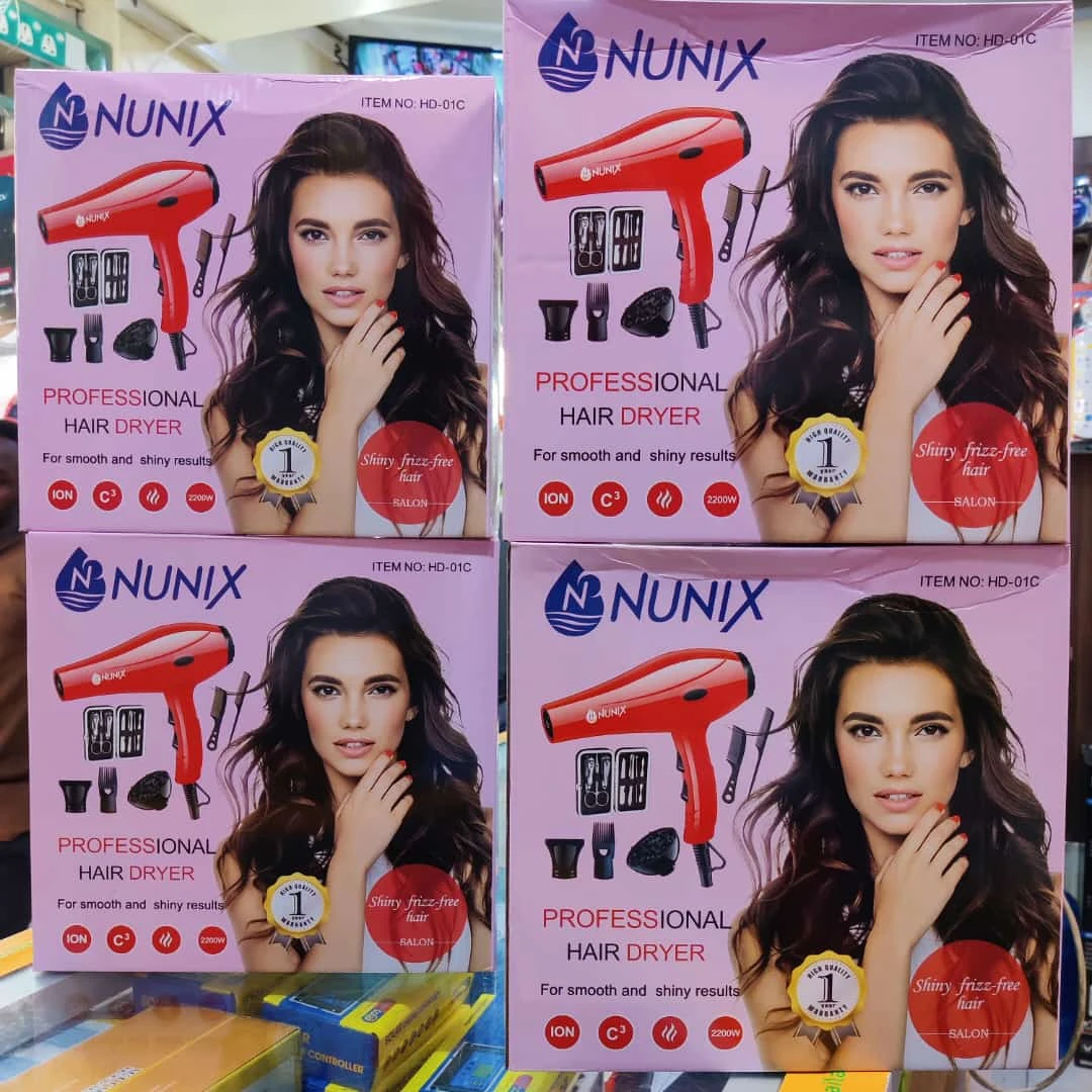 Nunix HD-01C Professional Hair Dryer – Red | 2200W Power & Ionic Technology