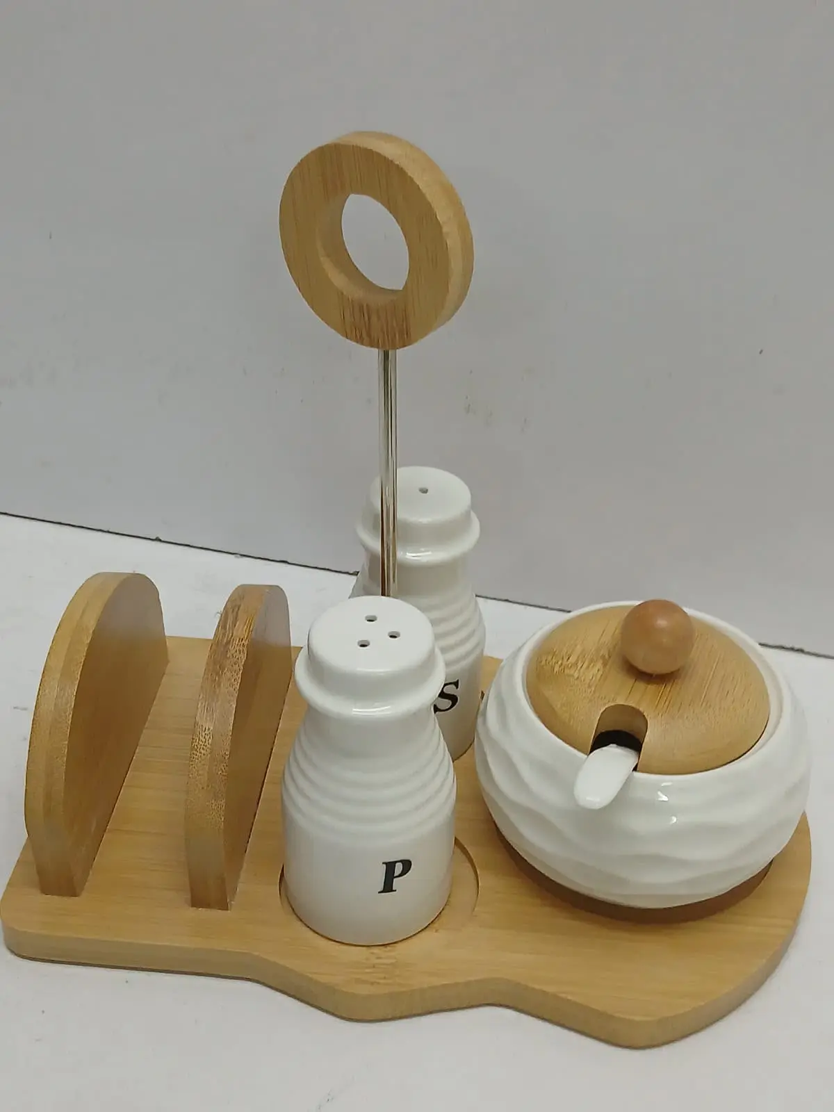 Wooden Kitchen Condiment Holder Set