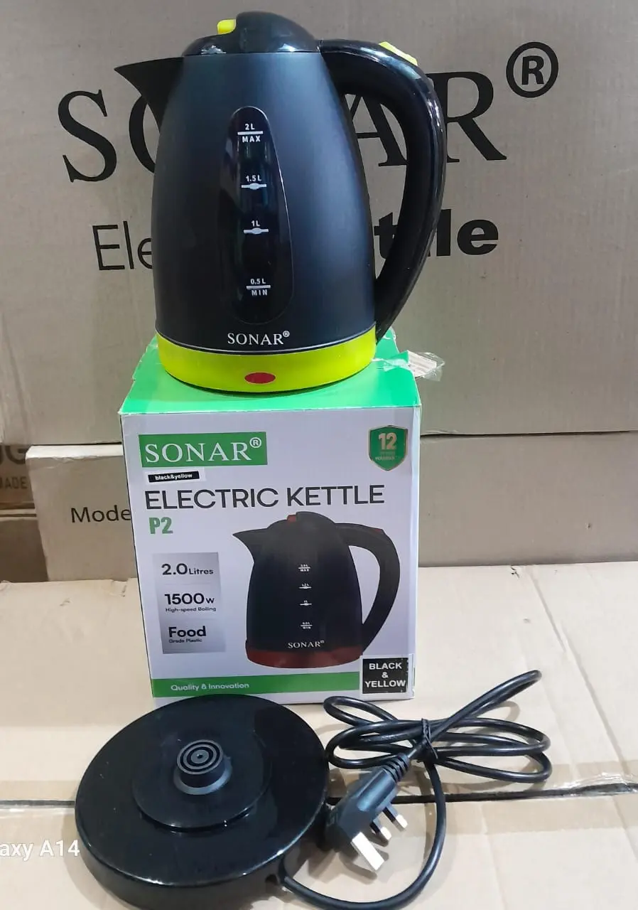 Electric Kettle 2.0L 1500W Black/Yellow