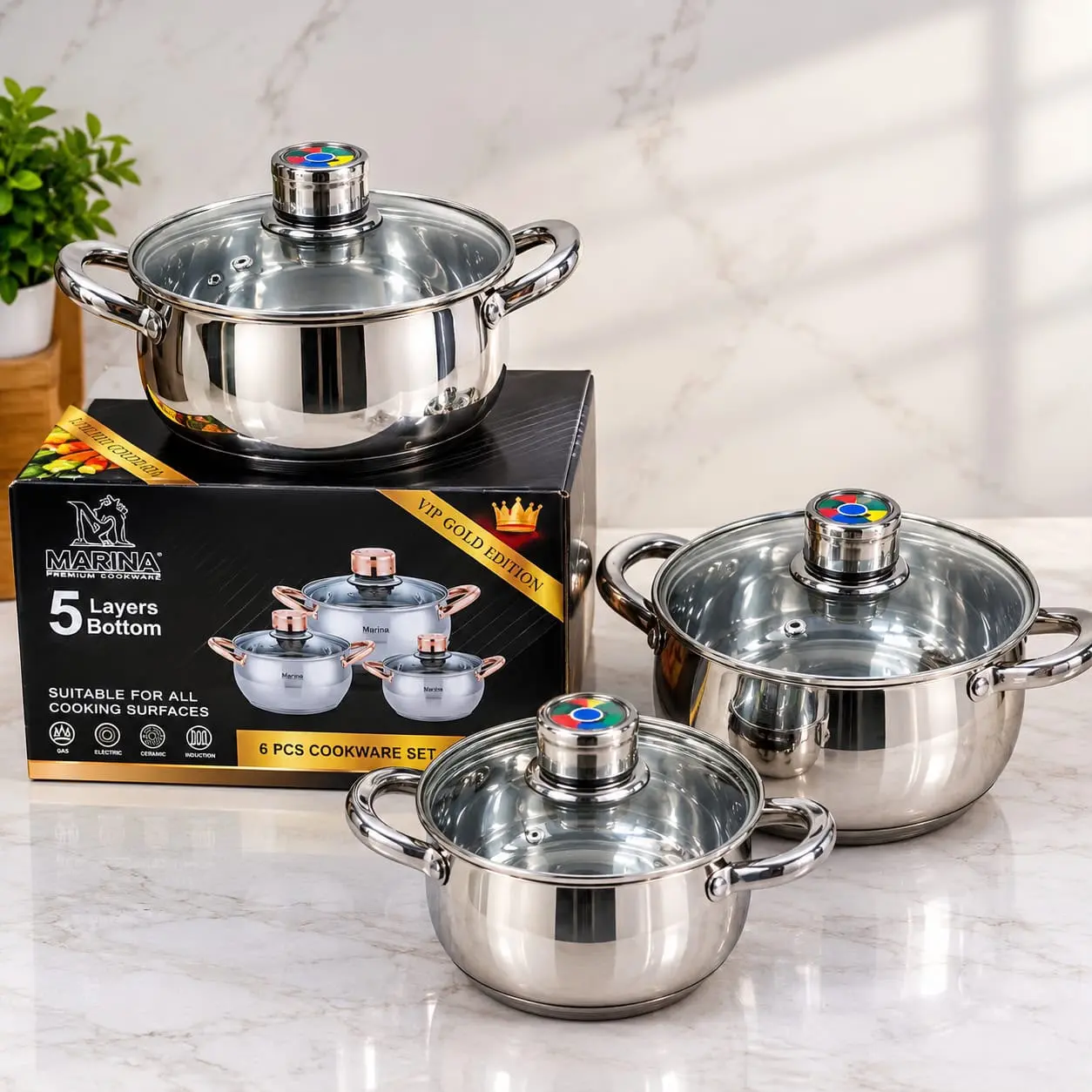 6-Piece Stainless Steel Cookware Set